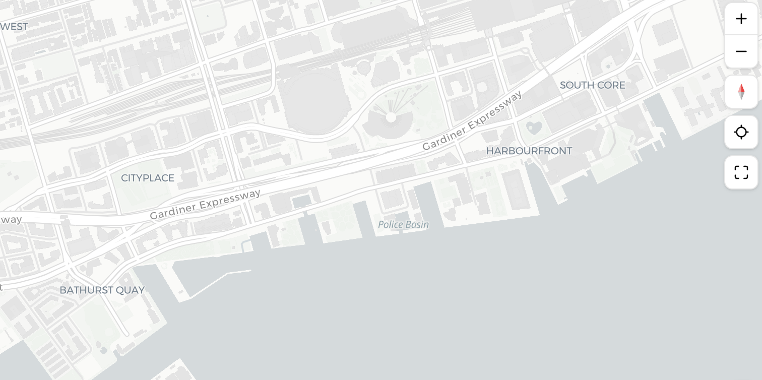 Cerosk map view — Toronto waterfront coverage